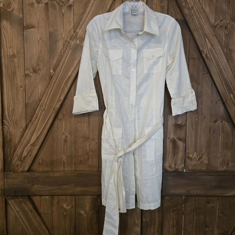 Vertigo Paris Womens Belted Cotton Dress Size Small White